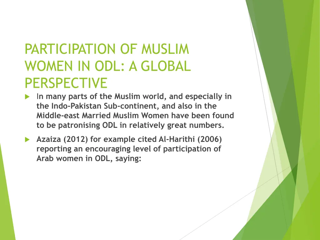 participation of muslim women in odl a global