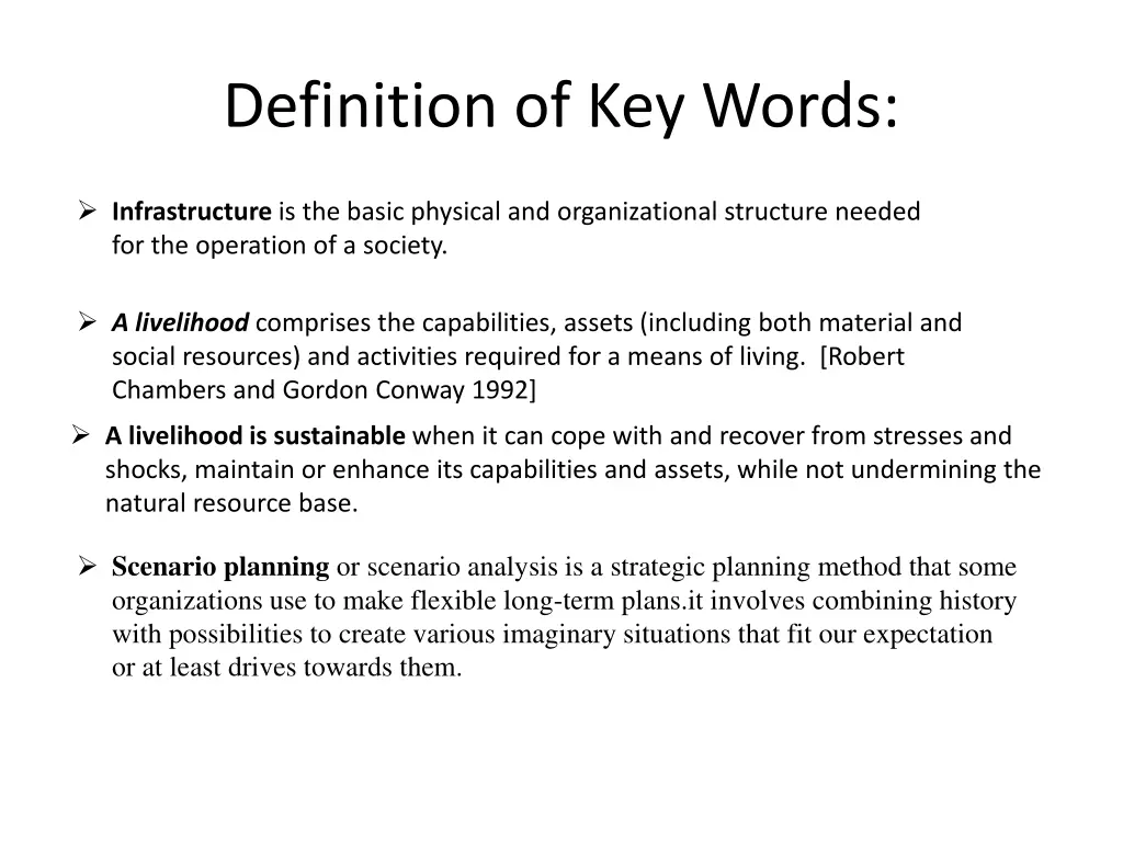 definition of key words