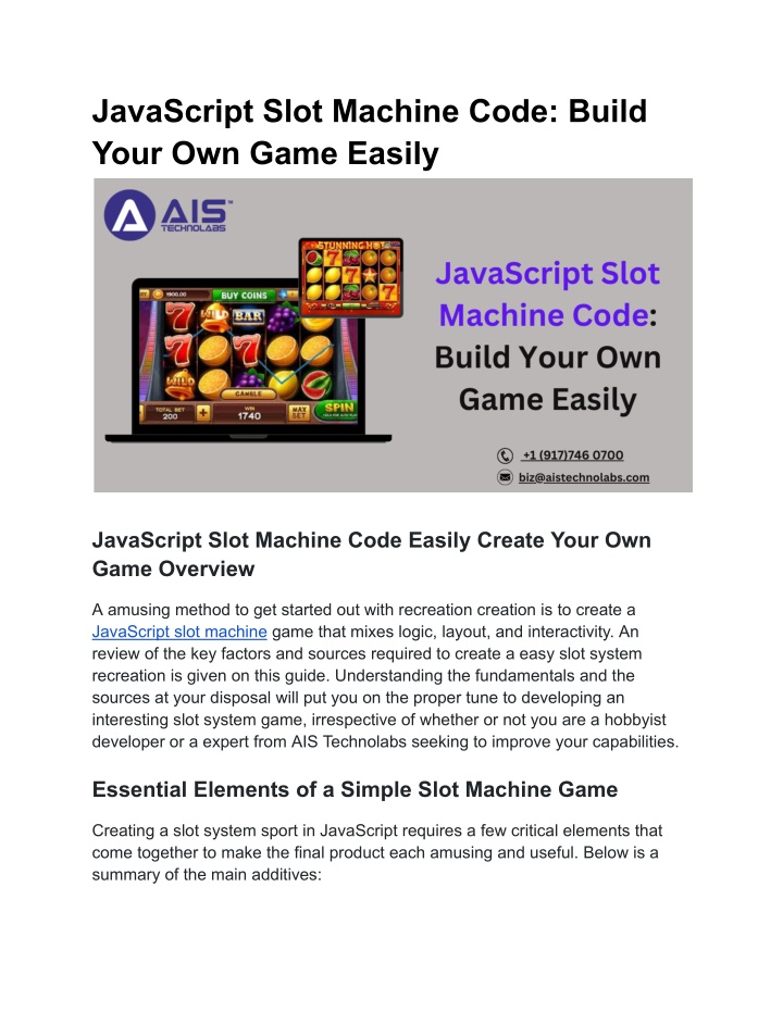 javascript slot machine code build your own game