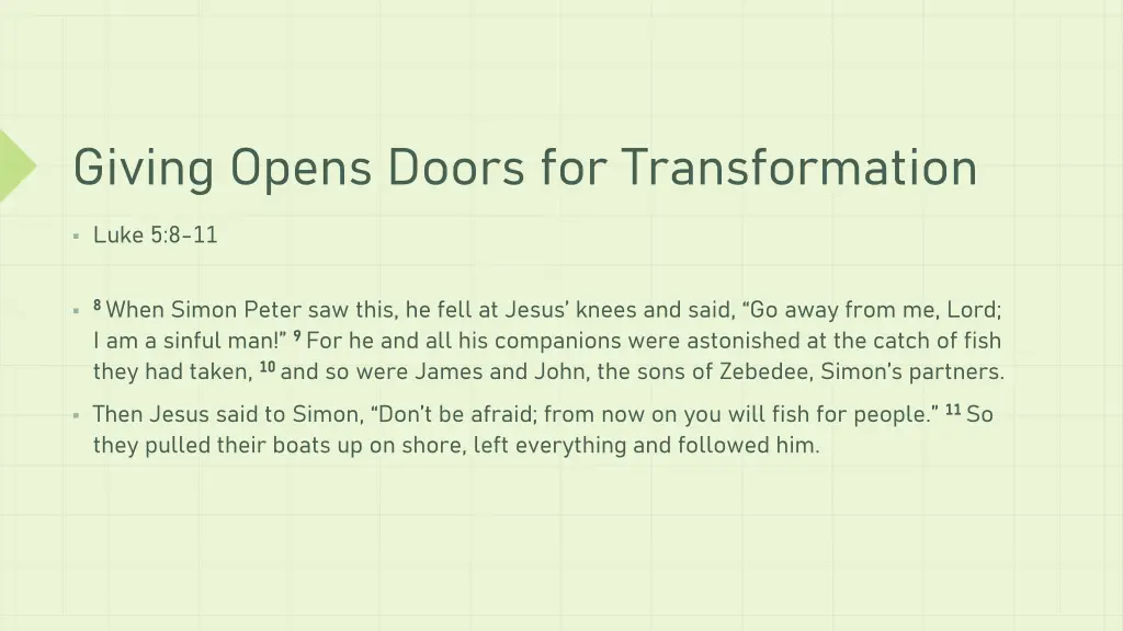 giving opens doors for transformation