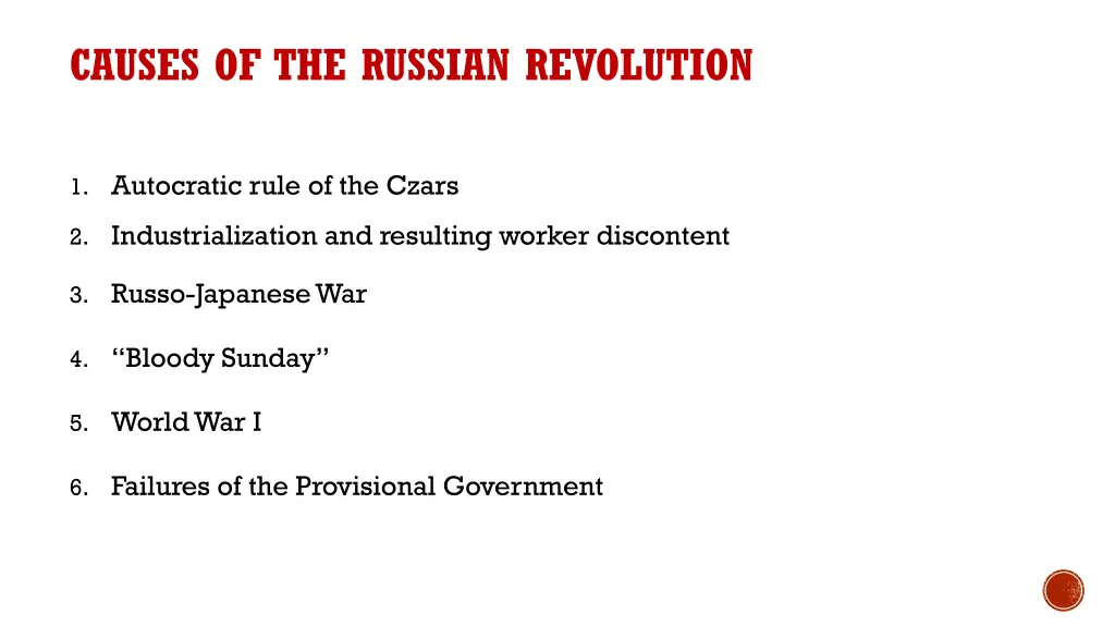 causes of the russian revolution