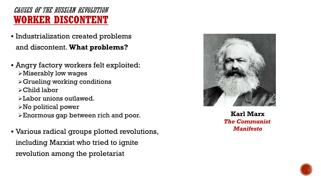 causes of the russian revolution worker discontent