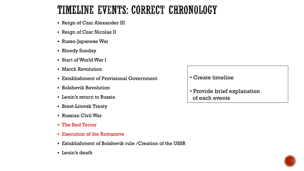 timeline events correct chronology