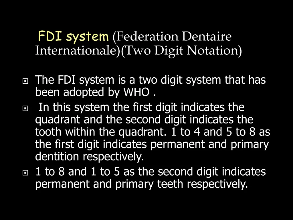 fdi system federation dentaire internationale