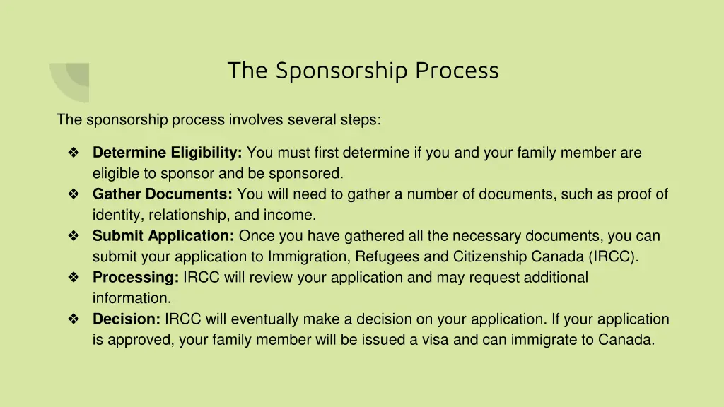 the sponsorship process