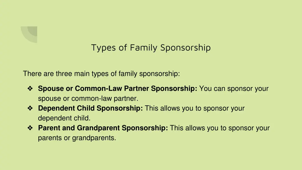 types of family sponsorship