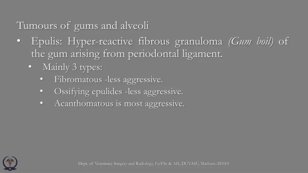 tumours of gums and alveoli epulis hyper reactive