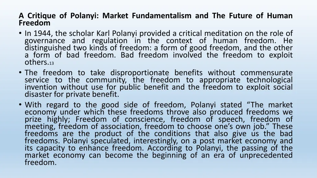 a critique of polanyi market fundamentalism