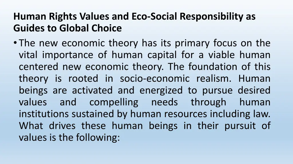 human rights values and eco social responsibility