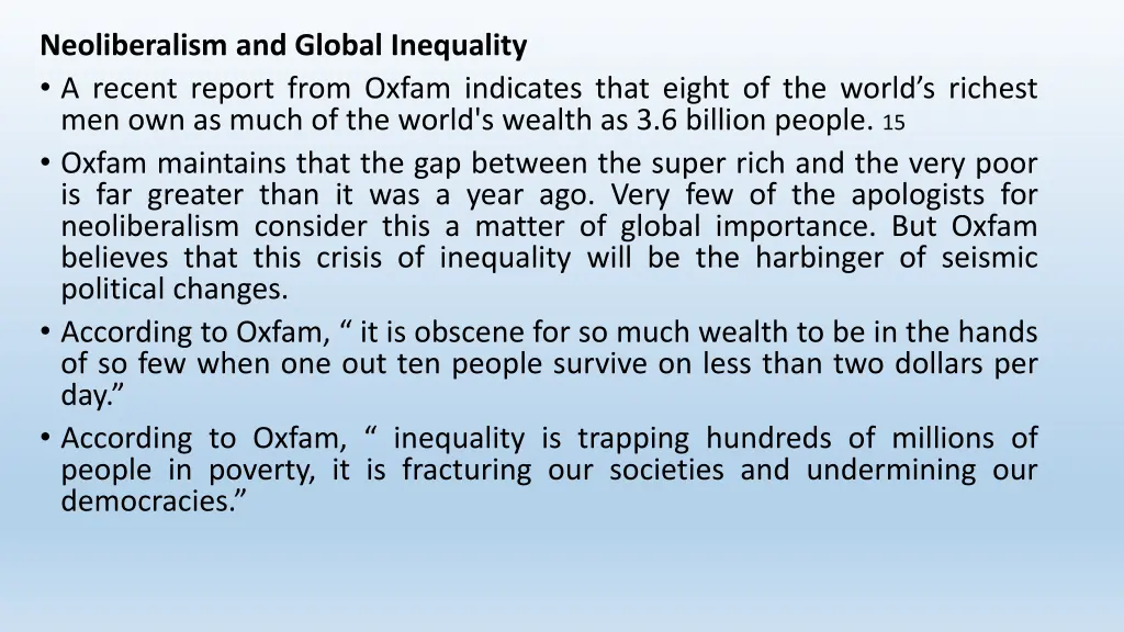 neoliberalism and global inequality a recent