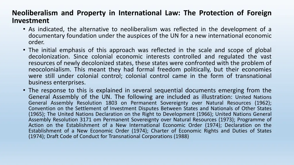 neoliberalism and property in international