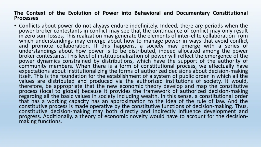 the context of the evolution of power into