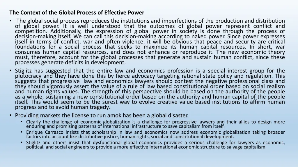 the context of the global process of effective