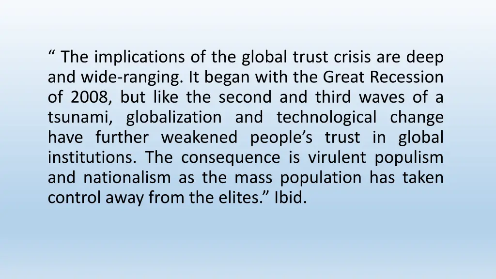 the implications of the global trust crisis