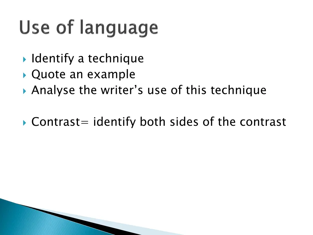 identify a technique quote an example analyse