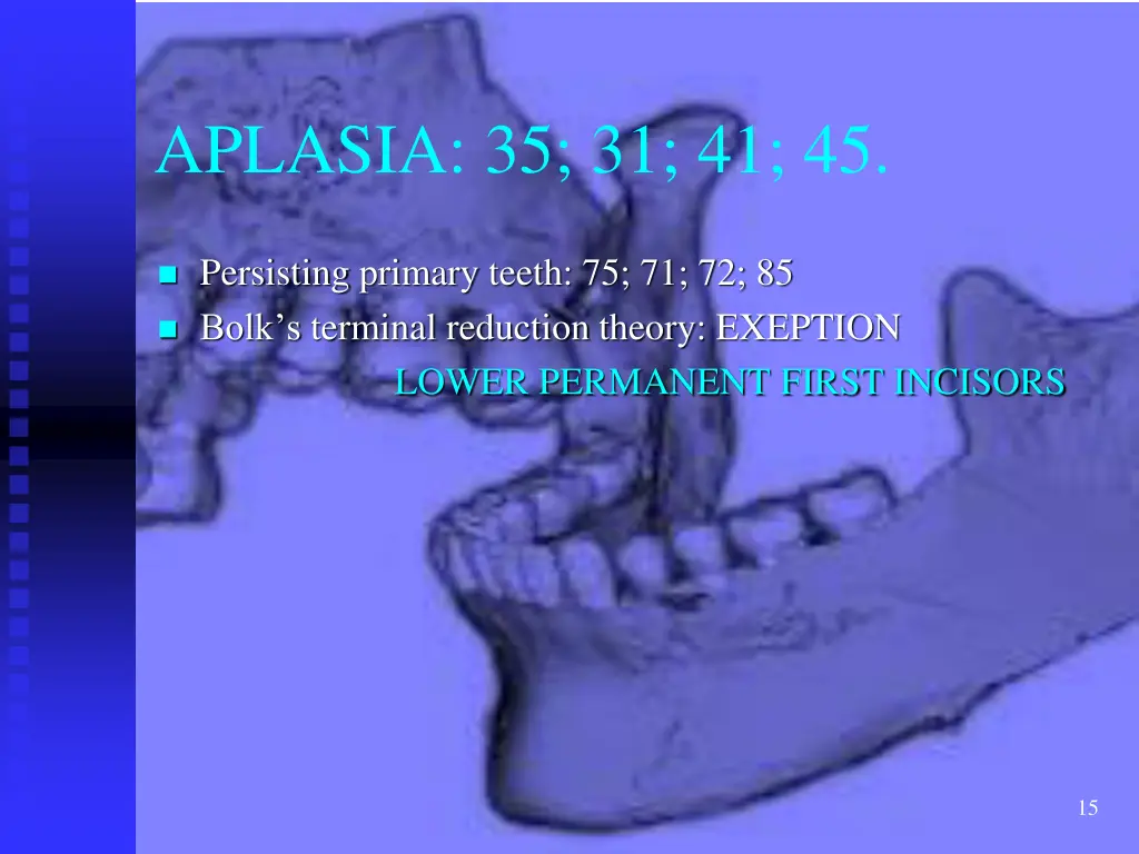 aplasia 35 31 41 45