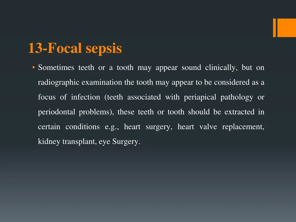 13 focal sepsis