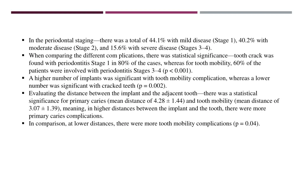 in the periodontal staging there was a total