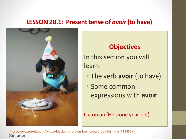 lesson 2b 1 present tense of avoir to have