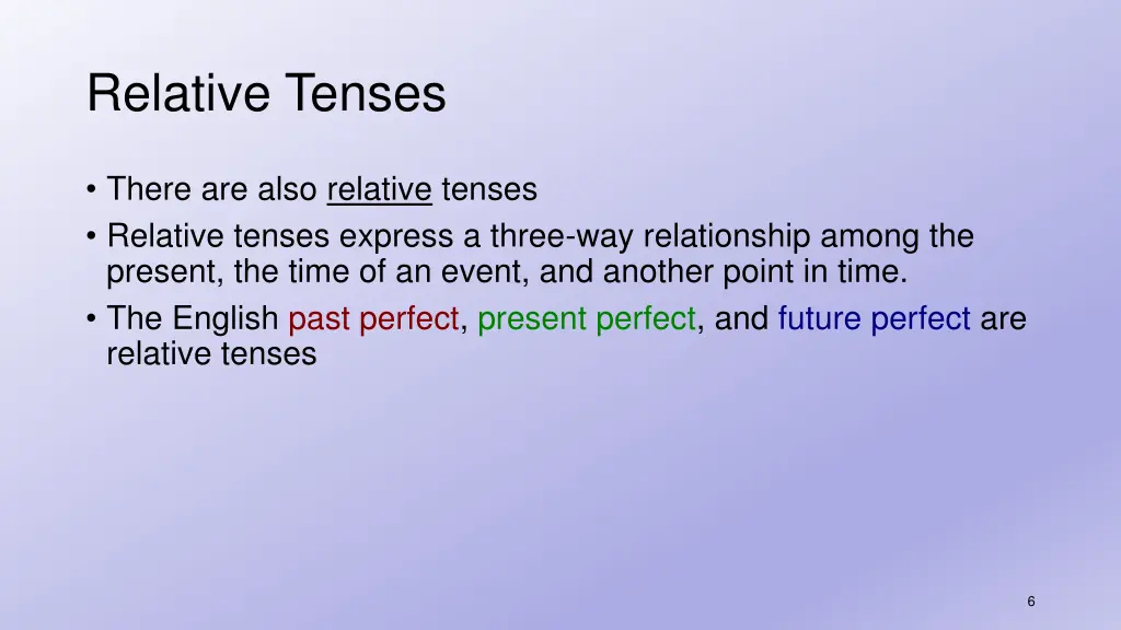 relative tenses