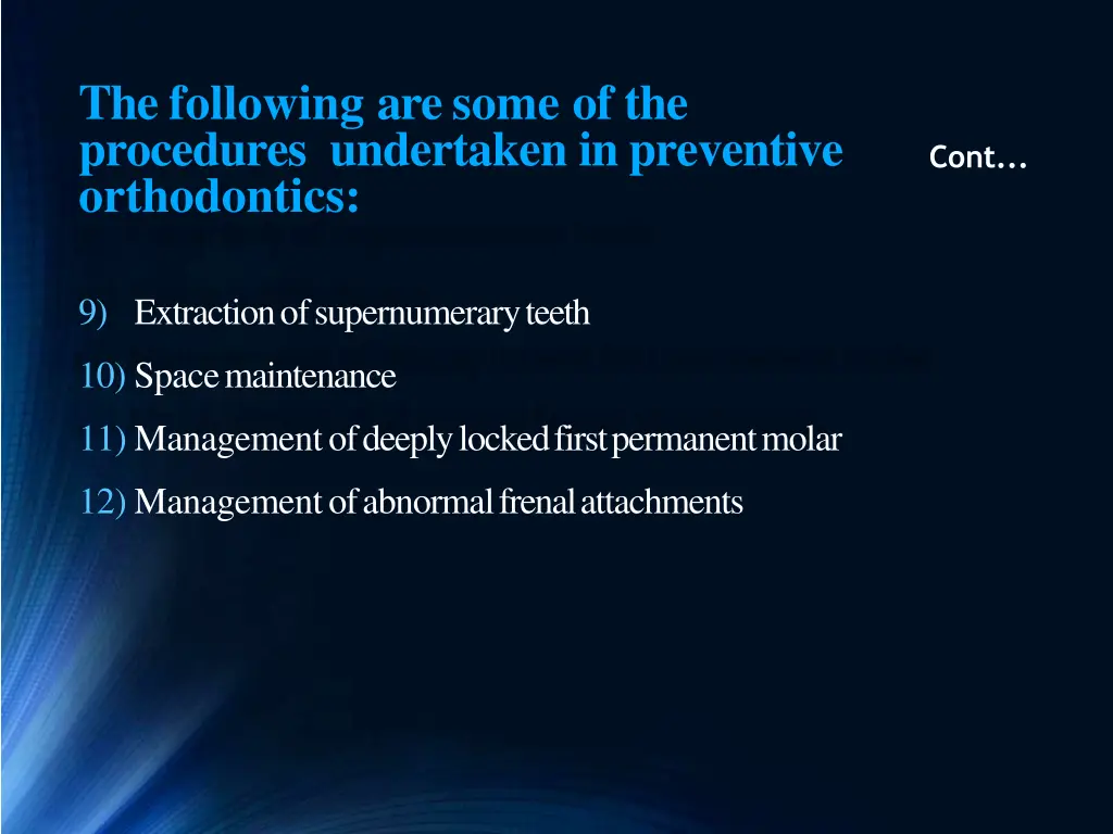 the following are some of the procedures