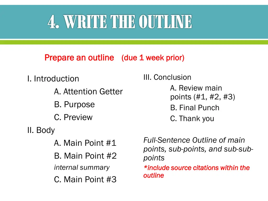 4 write the outline