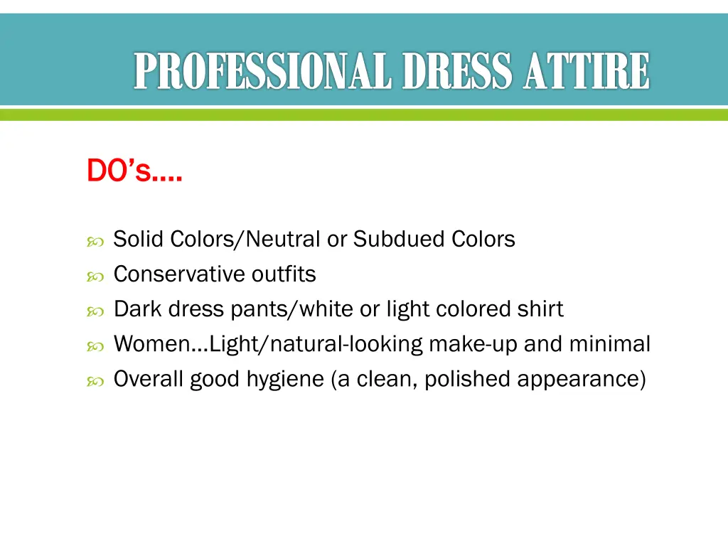 professional dress attire