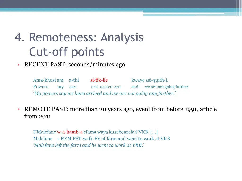 4 remoteness analysis cut off points recent past