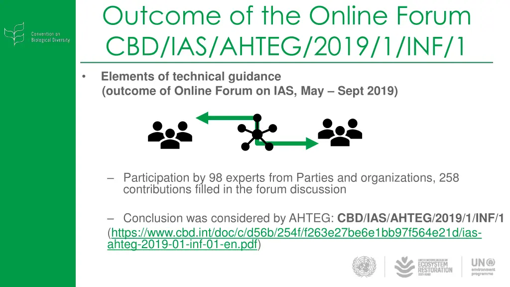 outcome of the online forum cbd ias ahteg 2019