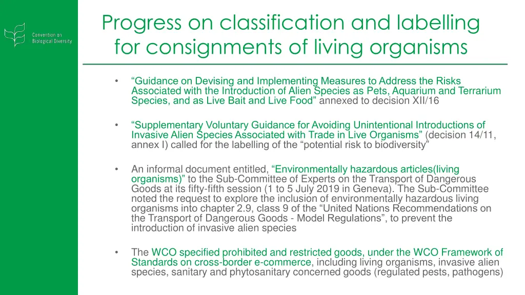 progress on classification and labelling