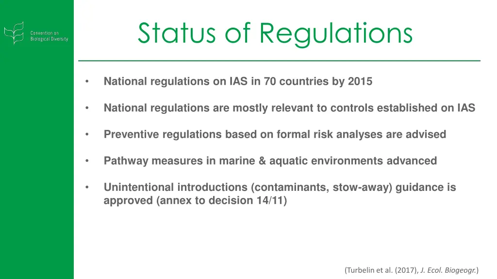 status of regulations