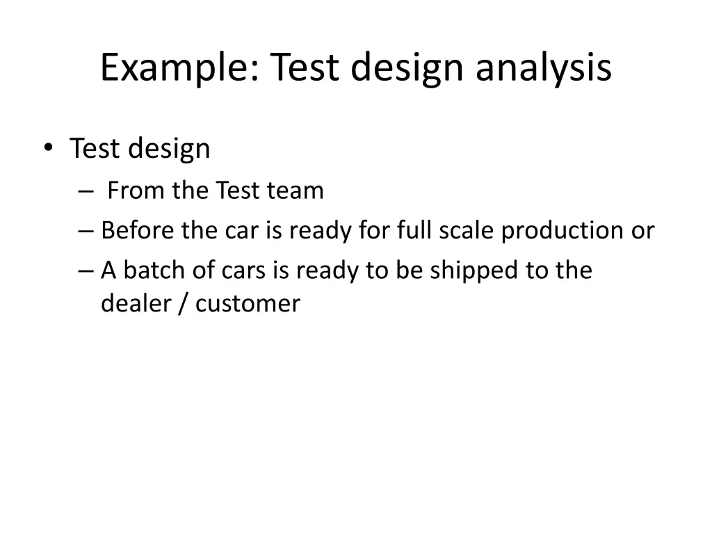 example test design analysis