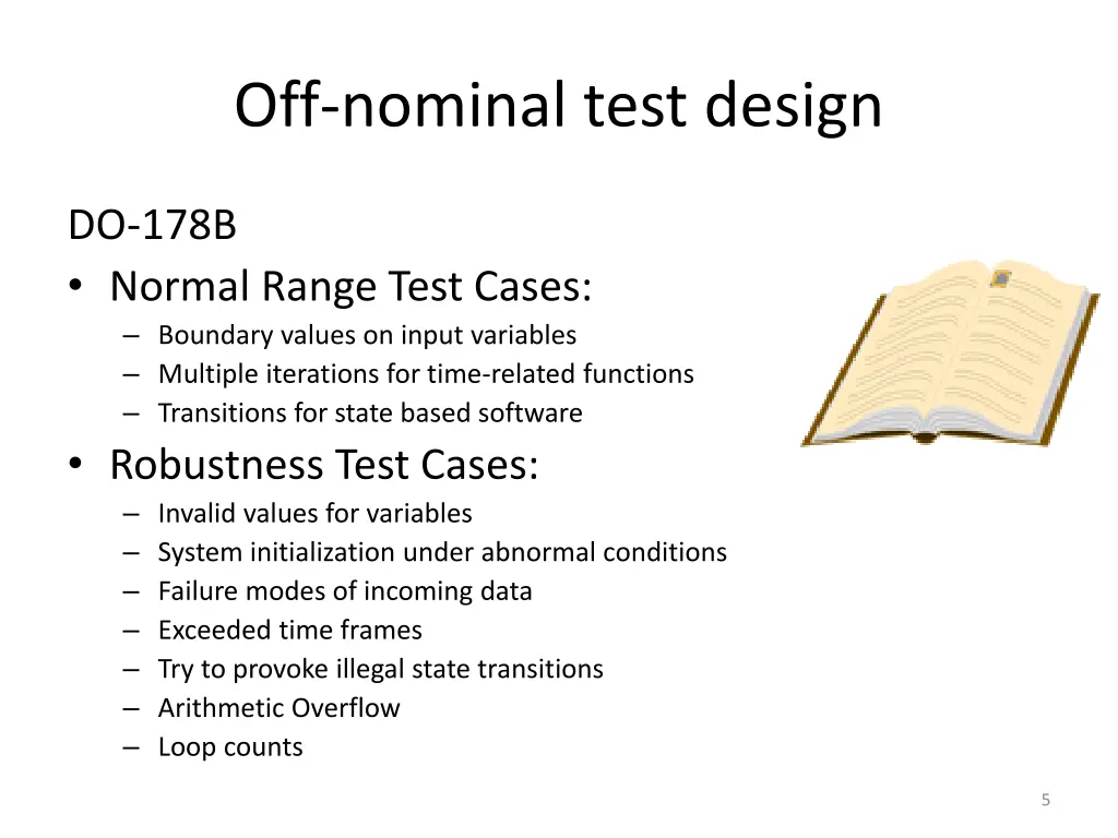 off nominal test design