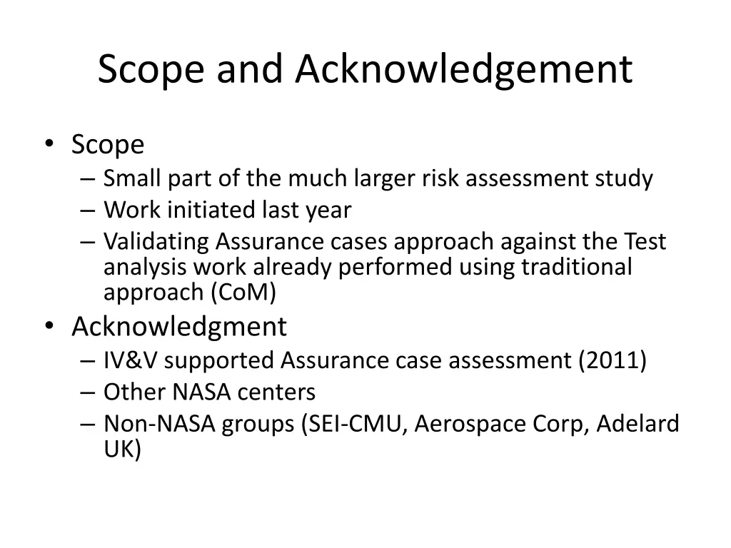 scope and acknowledgement