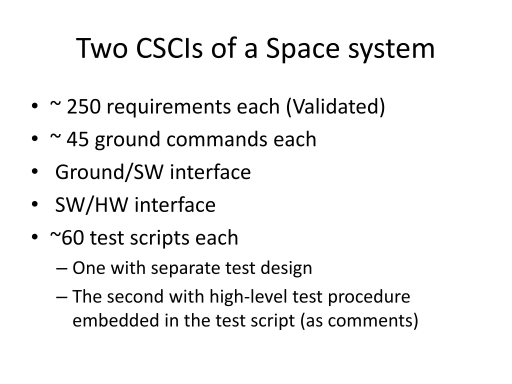 two cscis of a space system