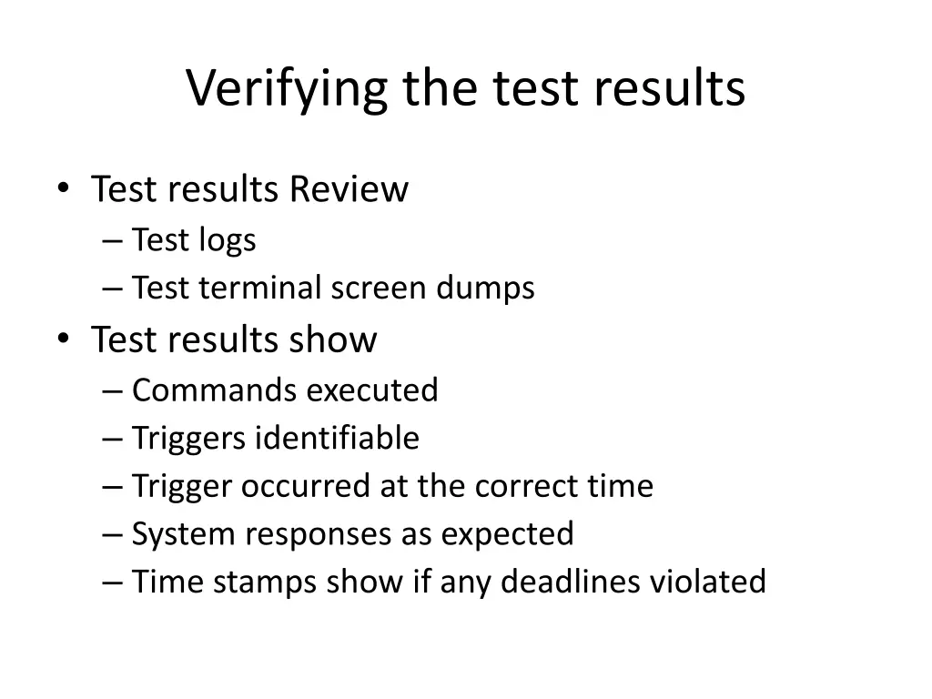 verifying the test results