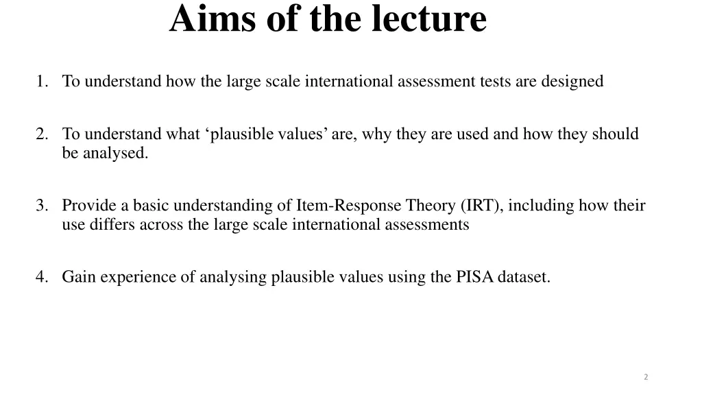 aims of the lecture