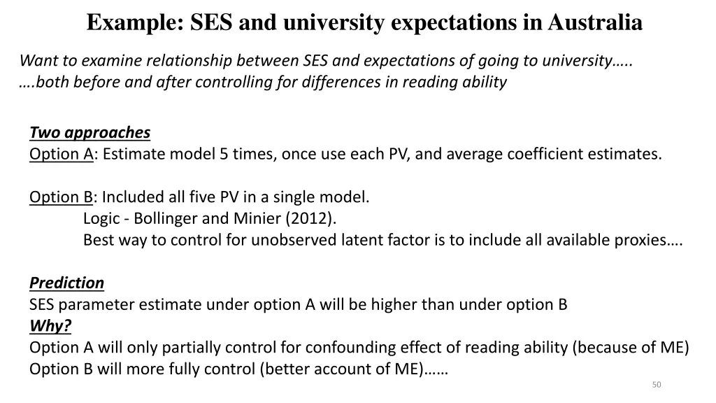 example ses and university expectations