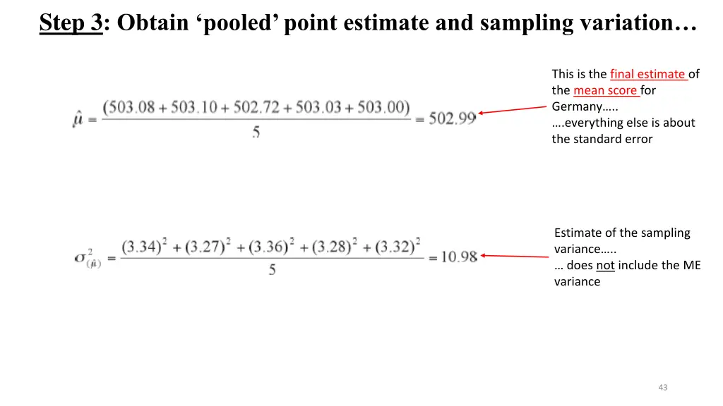 step 3 obtain pooled point estimate and sampling