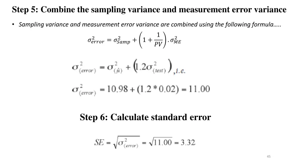 step 5 combine the sampling variance 1