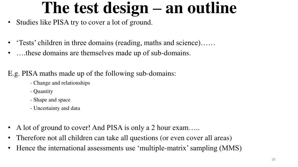 the test design an outline studies like pisa