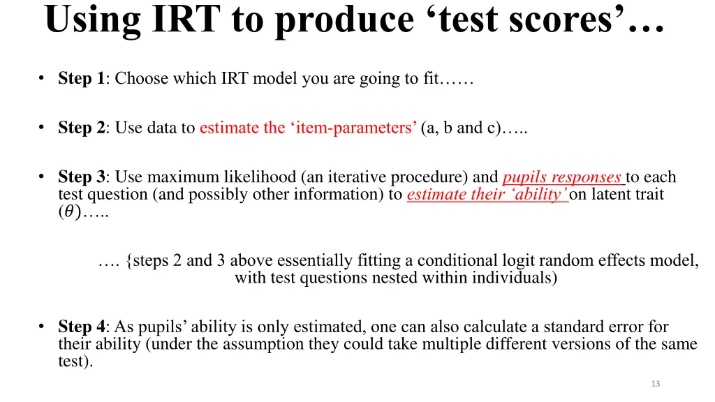 using irt to produce test scores