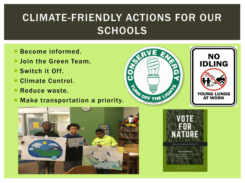 climate friendly actions for our schools