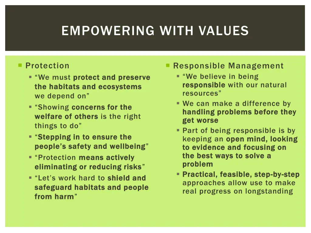 empowering with values