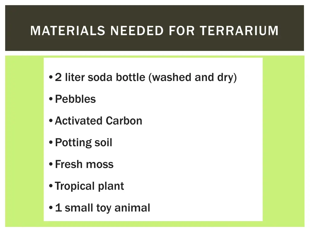 materials needed for terrarium