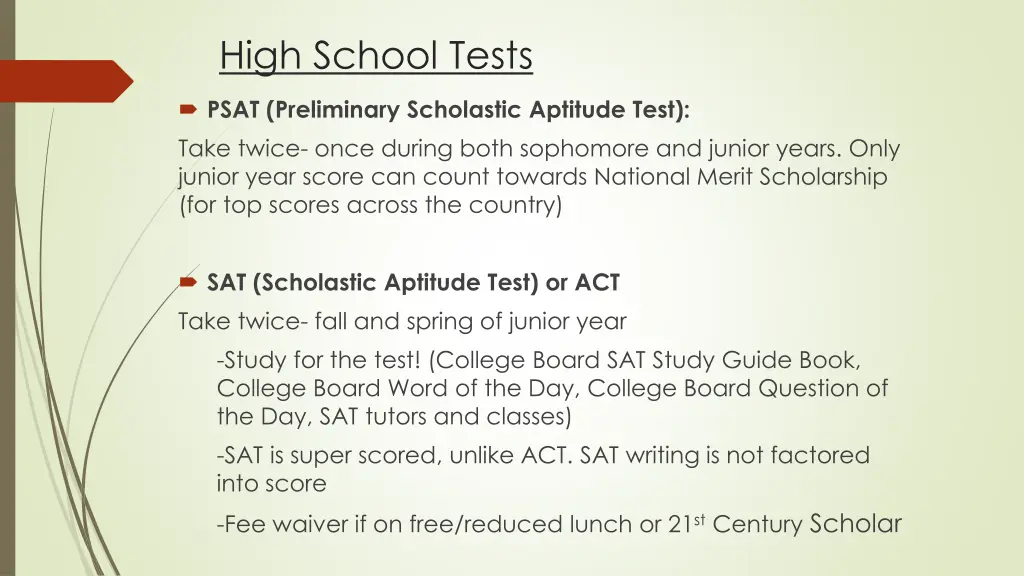 high school tests