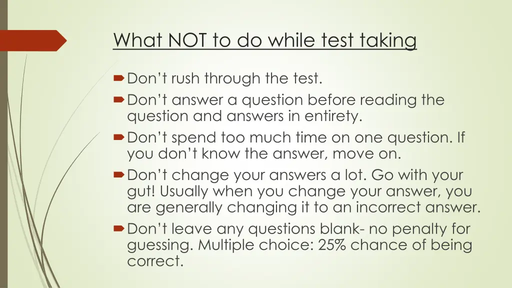 what not to do while test taking