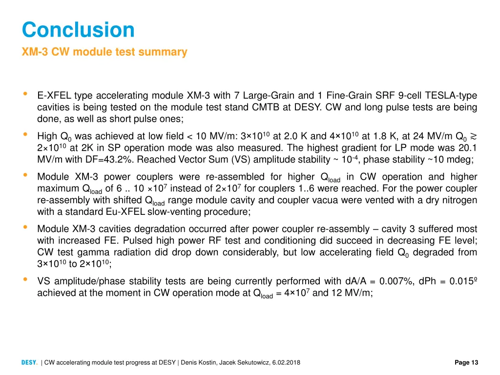 conclusion xm 3 cw module test summary