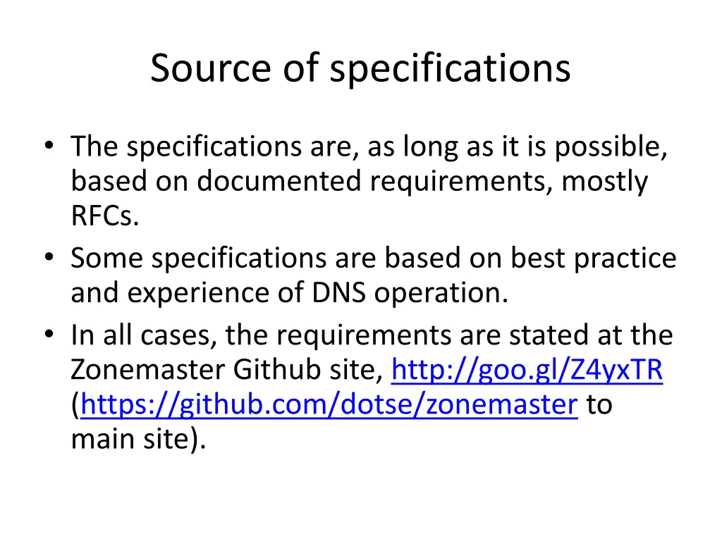 source of specifications