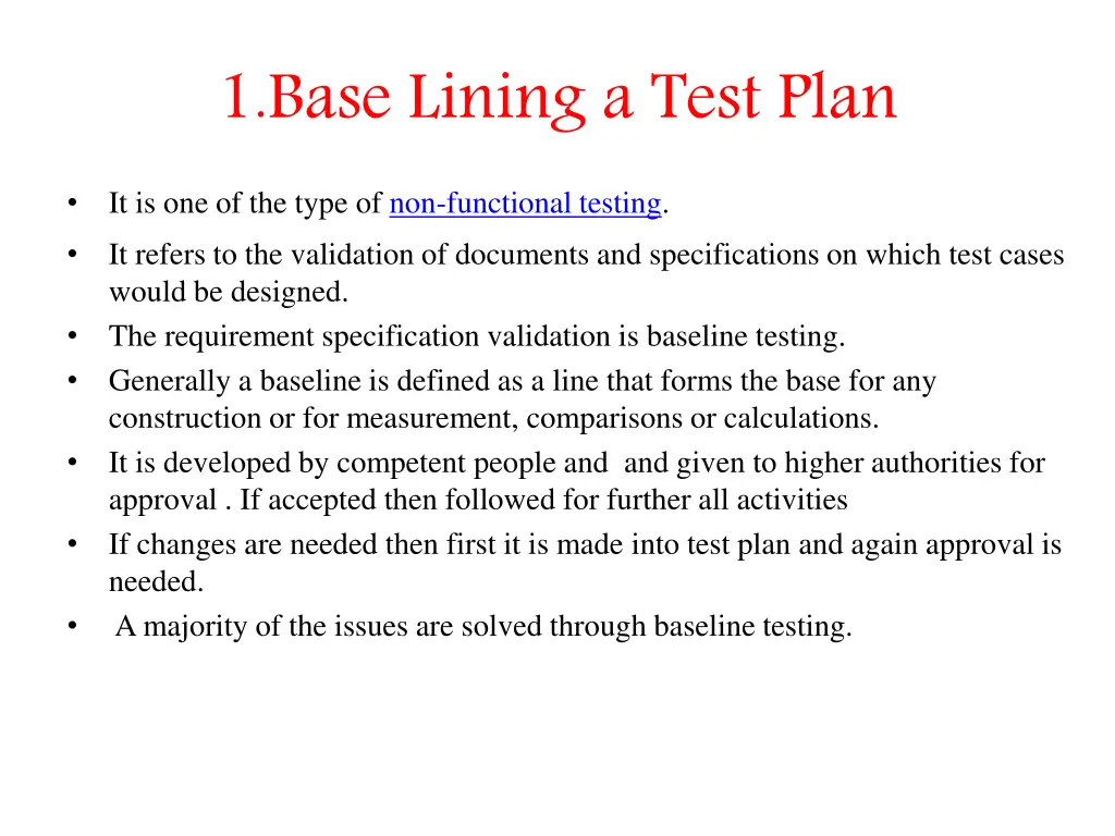 1 base lining a test plan